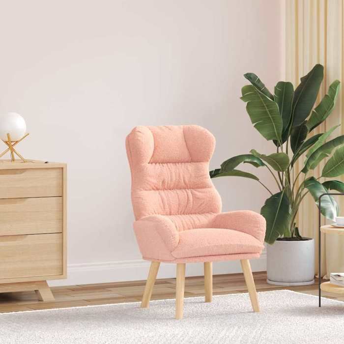 NEW 2026 Fauteuil-chaise simple - 1 pc - Poids maximal: 110 kg - Rose 69x74x93 cm Tissu Sherpa L6693