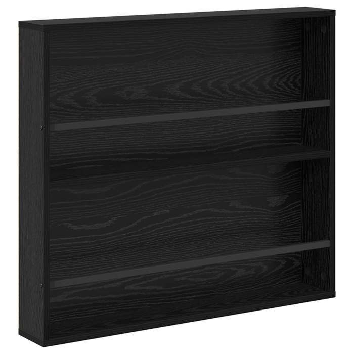 SALE 2026Cabinet salon contemporain Meuble Étagère Noir - Étagère à magazines avec étagère Chêne noir 80x12x70cm 7.03 Kg 185814