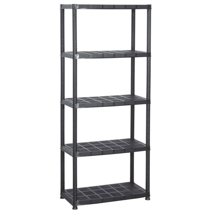 （Haute qualité）Noir Étagère de rangement à 5 niveaux Noir 71x38x170cm PlastiquePoids 4.6 Kg_639839