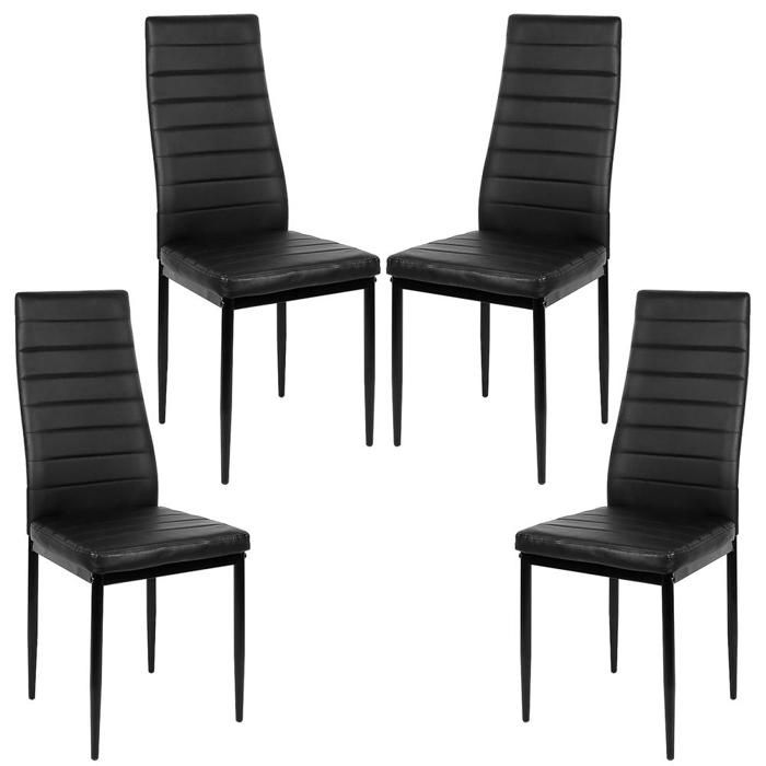Lot de 4 Chaise de Cuisine Scandinave SUPFINE Chaises de Salle à Manger Moderne en Simili (PU) Cader en Acier Charge Max. 120kg