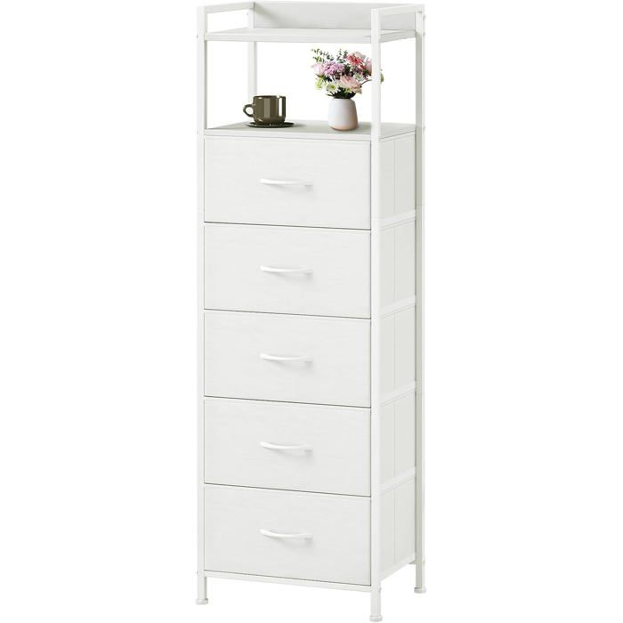 Commode Chambre Meuble De Rangement Haute En Tissu Avec Cadre En Acier Chiffonnier Pour Adult Salon Couloir Entrée Placard 2[IN10]