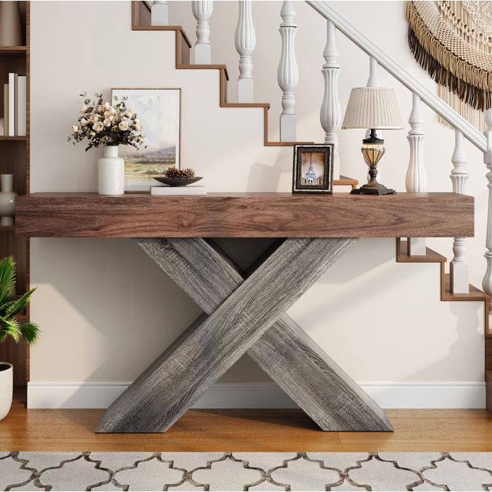 SENVIRO table console silhouette fine 140 x 30 x 80 cm noyer