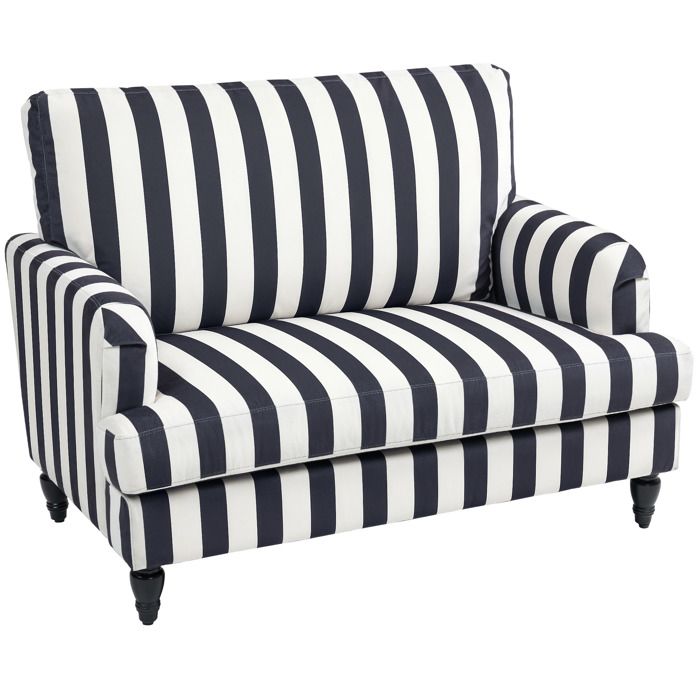 Fauteuil lounge large en velours rayé avec ressorts en forme de S 115 x 82 x 82 cm noir et blanc