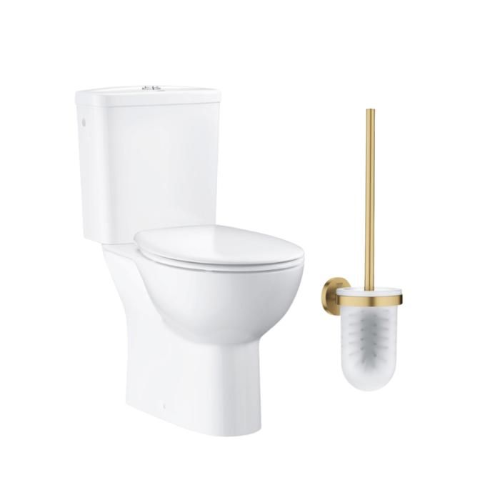 Grohe WC à poser sans bride Quickfix + Abattant déclipsable + Porte-balai WC Cool Sunrise