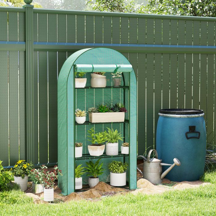 Serre de jardin - 105 x 45 x 160 cm - 4 étagères - Bâche PE 140 g/m² - Structure acier