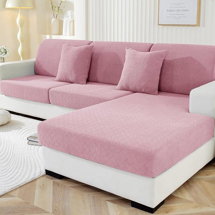 Housse dossier chaise longue rose canapé extensible antidérapant