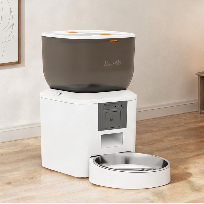 Distributeur automatique de nourriture pour chat avec caméra Wi‑Fi 4 L acier inoxydable blanc Distributeur automatique de nourriture pour chat avec caméra Wi‑Fi 4 L acier inoxydable blanc