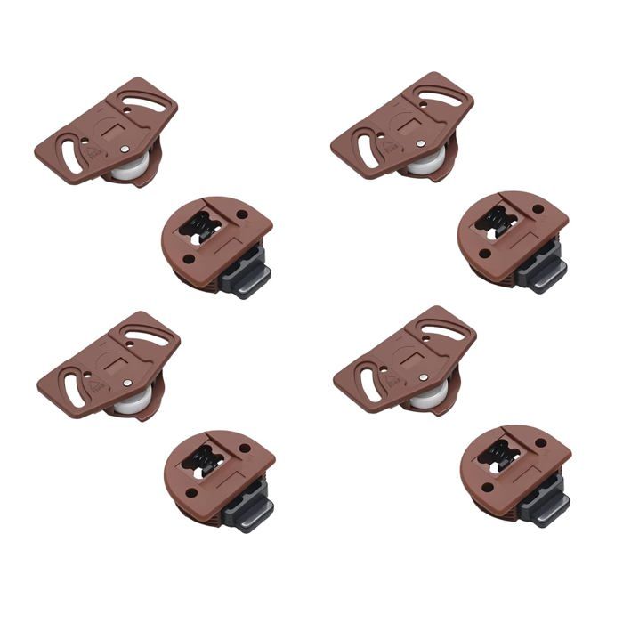 4 paires avec guide pour armoires encastrées Roulette Placard Roues Rouleaux pour Armoire Vitrines Remplacement Porte Rouleau