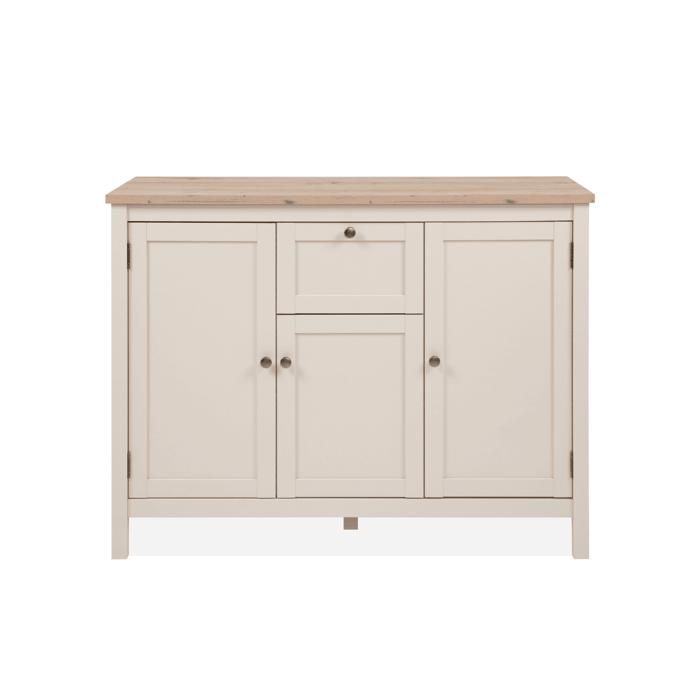 CALICOSY - Buffet 3 portes et 1 tiroir effet cachemire et chêne L120 cm - LUND - Beige