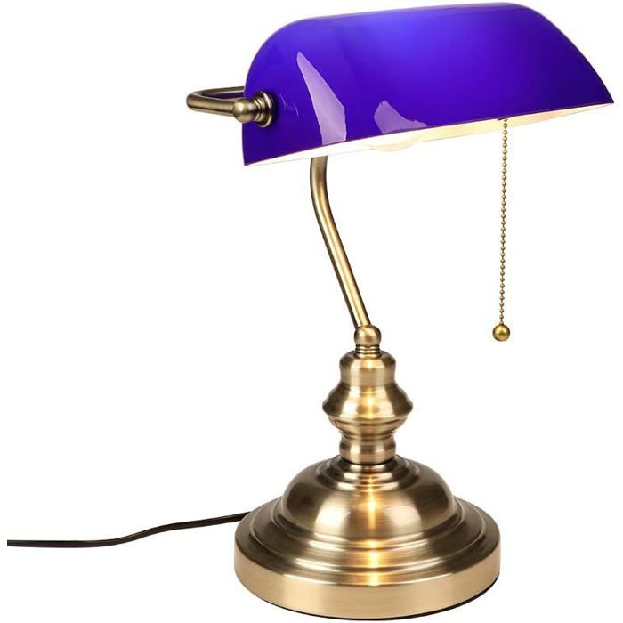 Lampe de Banquier Lampe de Bureau Vintage avec Interrupteur Chaîne Luminaire Enfichable pour Maison et le Bleu 2