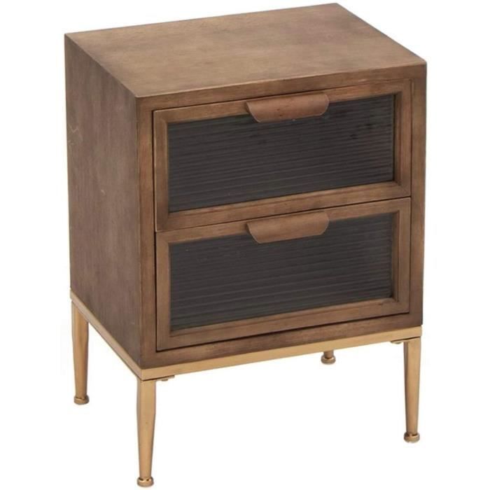 Bureau rectangulaire bois et verre teinté noir tiroir central