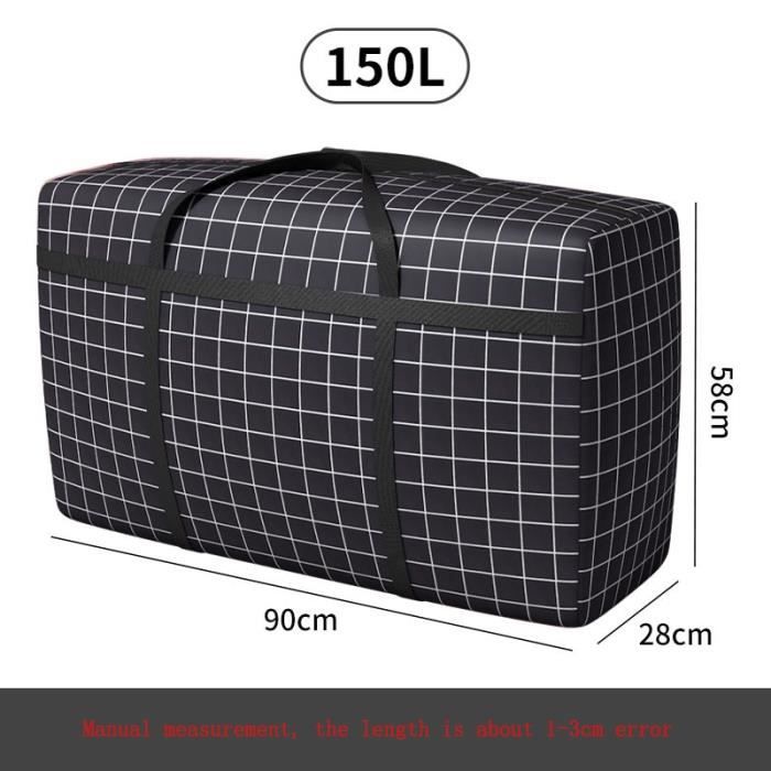 Noir 150L Sac main tanche et pliable Sacs de rangement pais pour v tements Sac d emballage mobile de