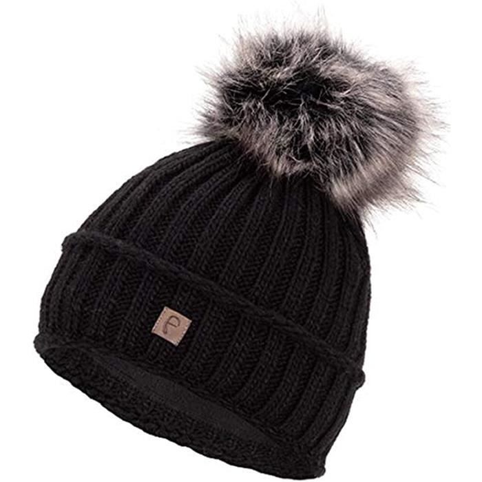 Bonnet D'Hiver Femme Doublé Polaire Avec Pompon Fausse Fourrure - Chaud Et Élégant