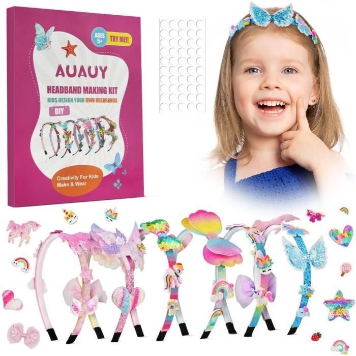 Kit DIY 6 Bandeaux à Cheveux Licorne Pour Fille - 36 Accessoires Créatifs - À Partir De 4 Ans (sous Surveillance) - Cadeau Anniversaire, Activité Manuelle