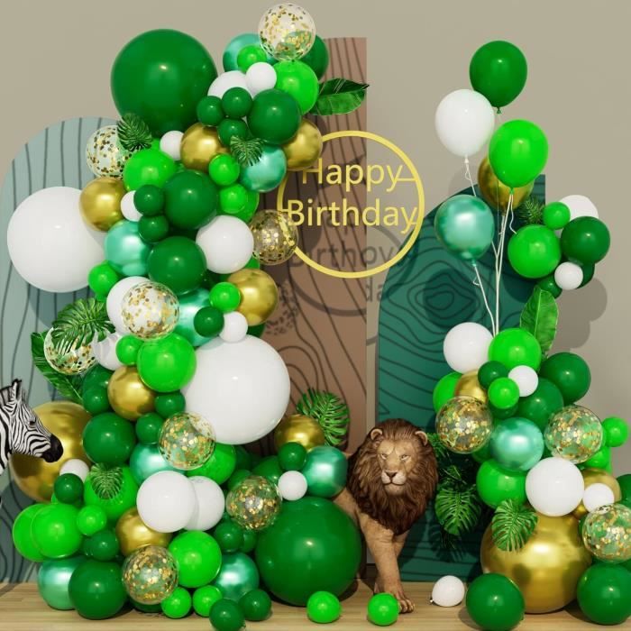 Kit d'arche de couronne de ballon vert - Kit d'arche de ballon en platine  vert de 114 pièces avec ballons imprimés léopard pour les garçons Fête  d'anniversaire, Baby Shower, Mariage, C