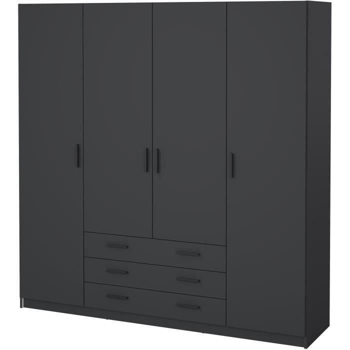 Armoire VEGA Décor 4 portes + 3 tiroirs 195 5 x P 49 6 x H 200 4 cm - vue 2