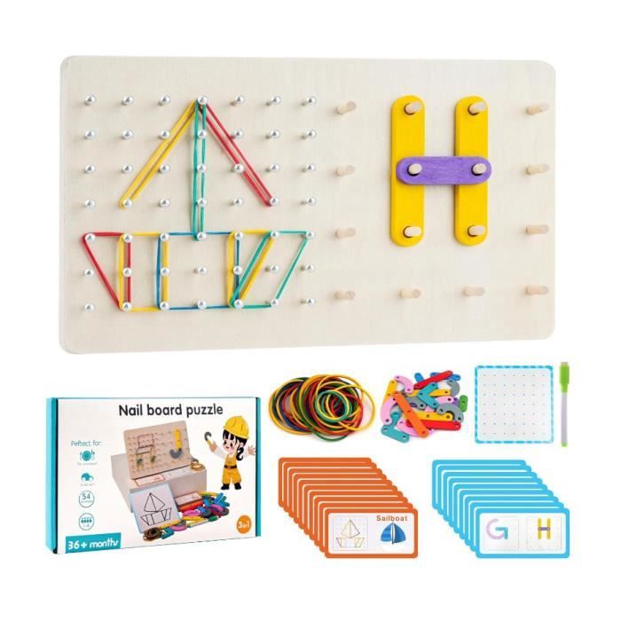 Puzzle Tetris En Bois - 41 Blocs Géométriques - 10 Cartes Modèles - 20 Idées - Jouet Montessori - Dès 3 Ans - Cadeau éducatif - Multigénérationnel