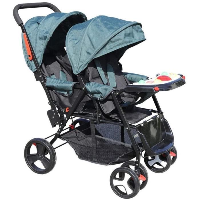 Poussette double pliable avec ceinture de sécurité pour bébé à partir de 6 mois Capacité de poids 66 lb style 1