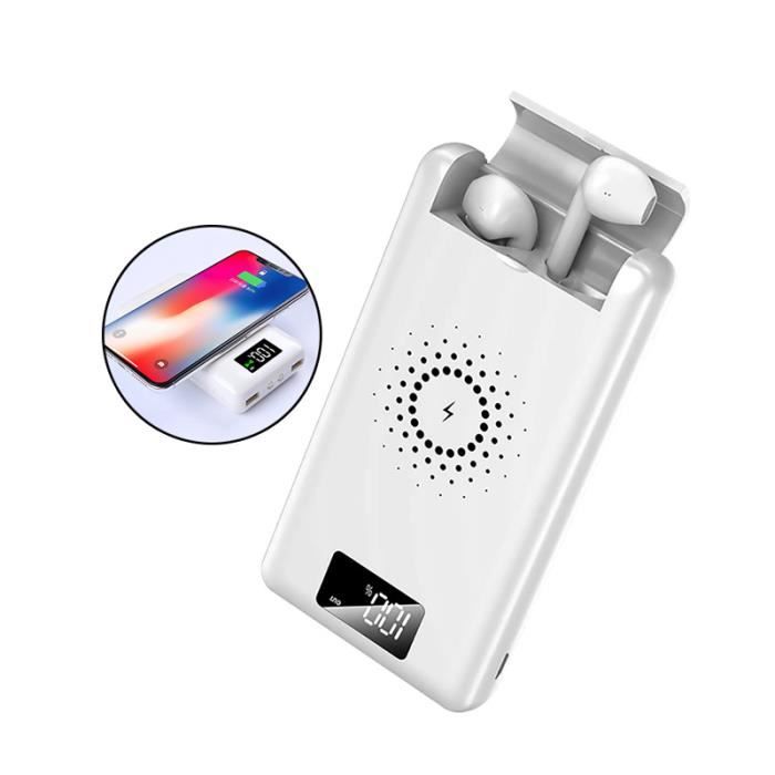 Multifonction 4 en 1 écouteur Bluetooth + QI chargeur sans