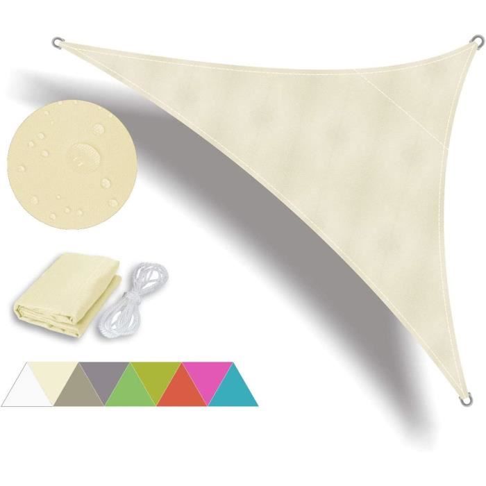 Voile D'Ombrage Triangulaire 3x4x5m Marron Avec Kit Fixation - Étanche Anti-UV Pour Terrasse Jardin