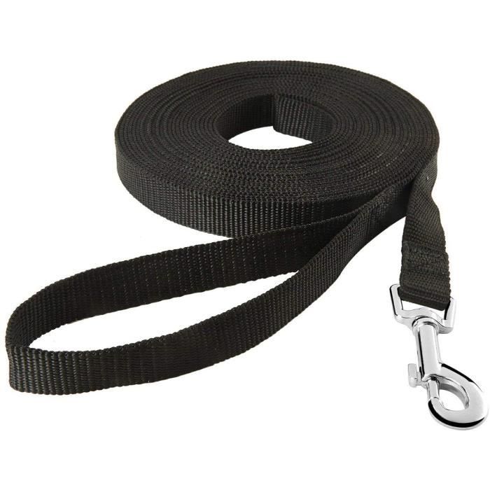 Laisse De Dressage Noir 10M Pour Chien Chat Sangle Nylon Promenade