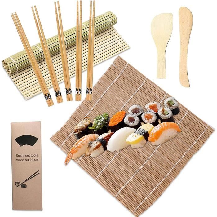 AUAUY Plateau à Sushi En Bambou, Bamboo Mat Sushi Natte Sushi En Bambou