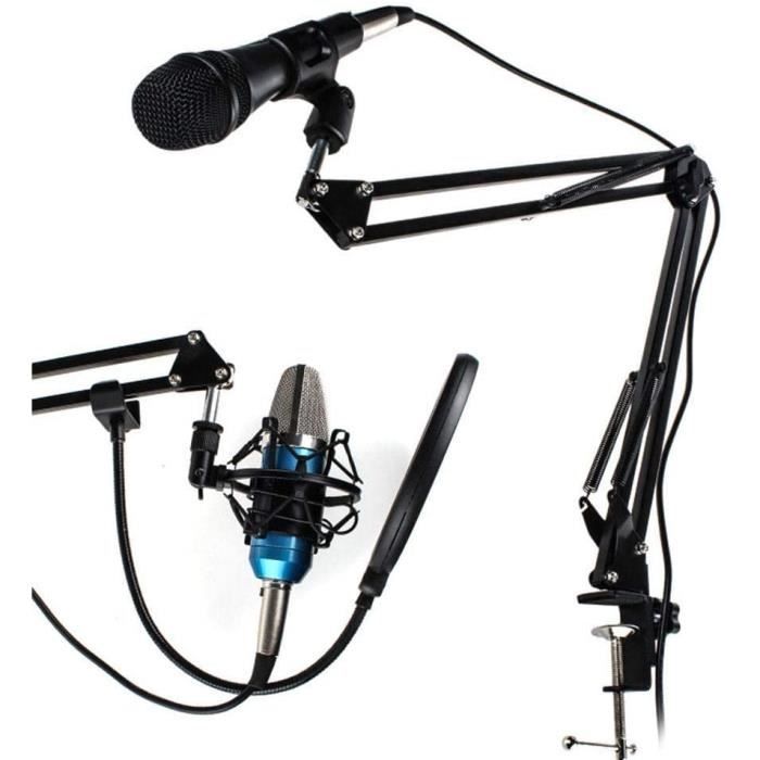 Support De Microphone à Profil Bas QWORK - Bras Métallique, Rotation 360°, Fixation 3,2-6 Cm - Pour Streaming, Podcast - 2