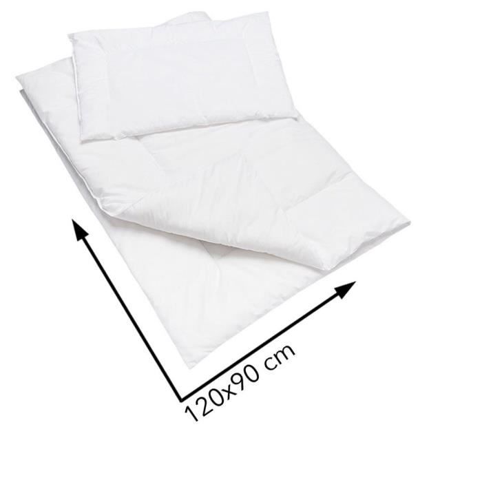 Couette et oreiller anti-allergique 120x150cm enfant pour lit
