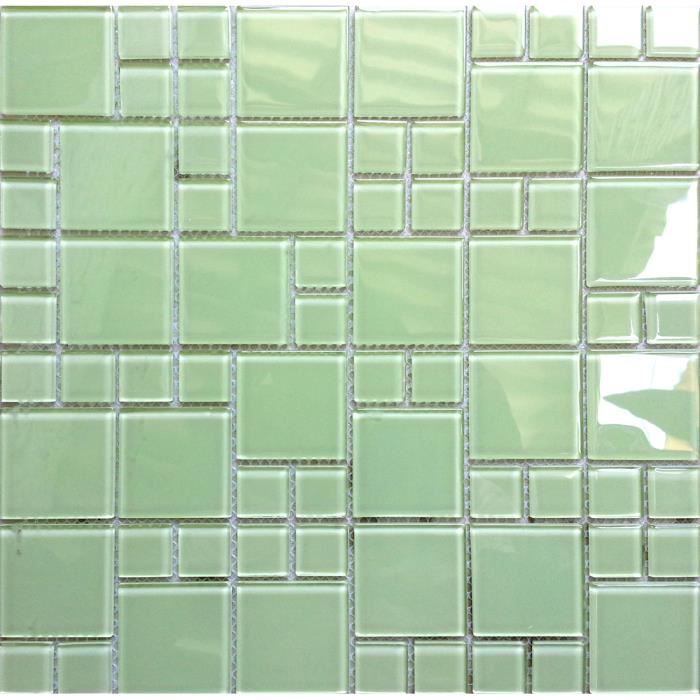 pâte de verre clair mosaïque vert intensive métal effet bain douche carreau TOP 