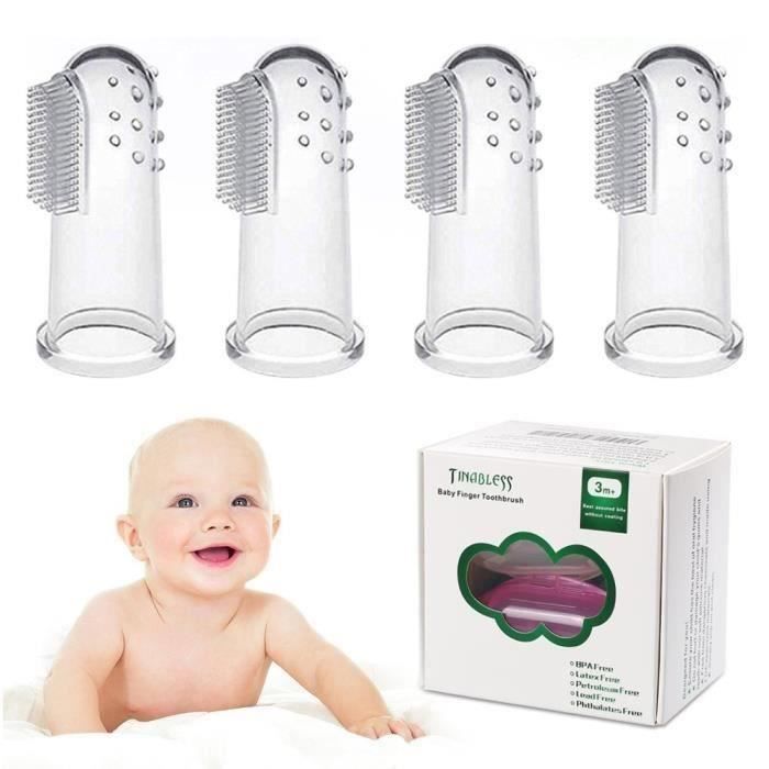 Brosse A Dents Souple Doigt Bebe Enfant Silicone Brosse De Gomme Brossage Des Dents Et Massage Des Gencives 4 Pieces Hh3494 Cdiscount Puericulture Eveil Bebe