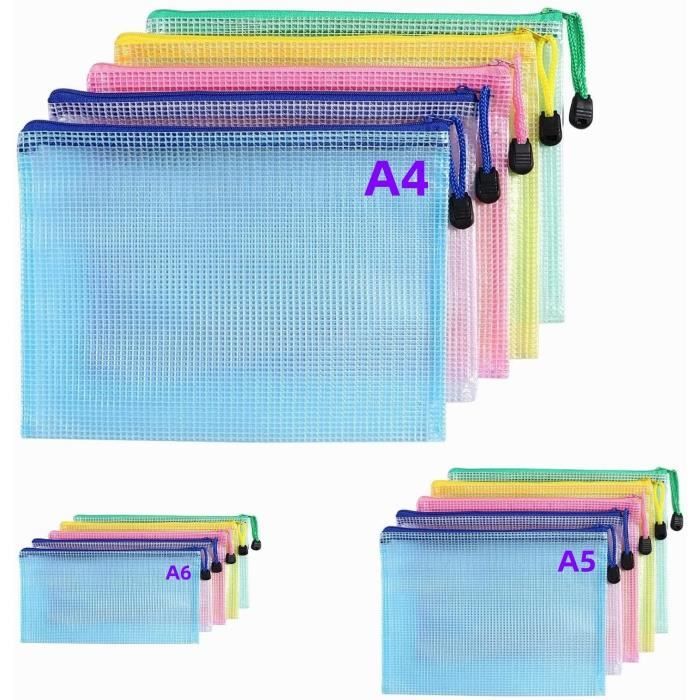 Pochette Plastique A4+A5+A6(5 de Chaque), 5 Couleurs Pochette Zippée pour  Fichiers avec Fermeture éclair - Cdiscount Beaux-Arts et Loisirs créatifs