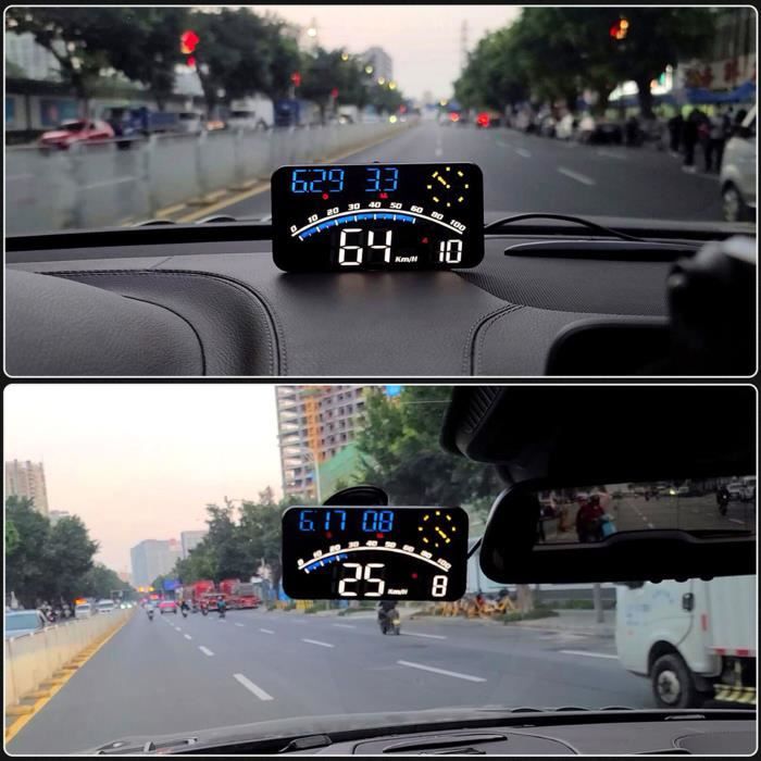 Voiture HUD Smart HUD Écran LED Haute Définition Alarme de Vitesse Multifonction GPS Compteur de Vitesse Universel 5V