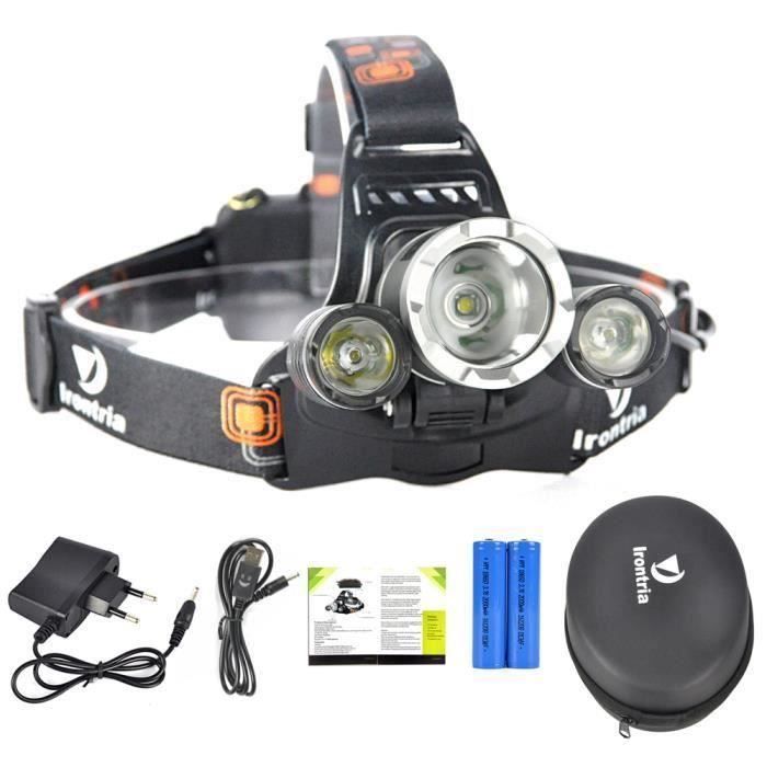Lampe Frontale LED 5000 Lumens - Rechargeable, Ultra-lumineuse, Anti-chocs - Neuve