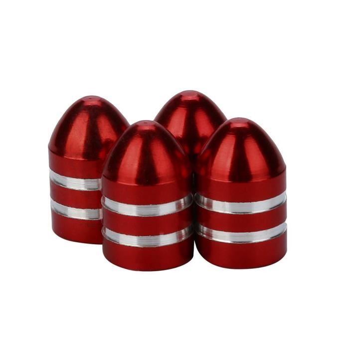 Lot De 4 Bouchons De Valve En Alu Pour Vélo, Voiture, Moto - Coloris Rouge, Remplacement Style Et étanchéité