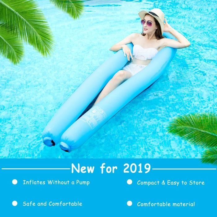 Lot De 2 Matelas Gonflables Pour Piscine, Jouets De Piscine Pour Adulte, 4 En 1 Avec Accessoire, Hamac à Eau (bleu Et Orange - Jeux - Jouets