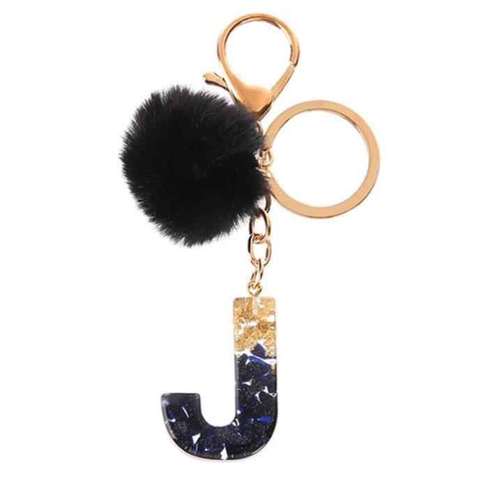 Porte-clés Personnalisable Avec Lettre Initiale, Papillon Et Pompon - Pour Femme Ou Fille - Longueur 10 Cm - 14