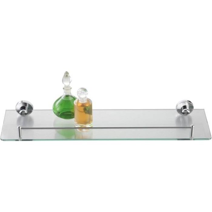 étagère murale en verre pour salle de bain - axentia - 50 cm - transparent - chromé - élégante