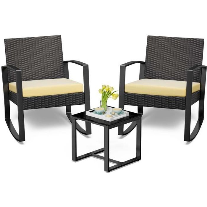 Ensemble de salon de jardin en rotin Bealife de 3