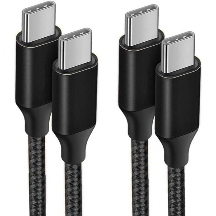 Lot de 2 Câble USB-C vers USB-C Rapide 3A pour Samsung Galaxy A23 A24 A22  A02s A03s A04s A12 A13 -Nylon Renforcé 1M Noir - Cdiscount Téléphonie