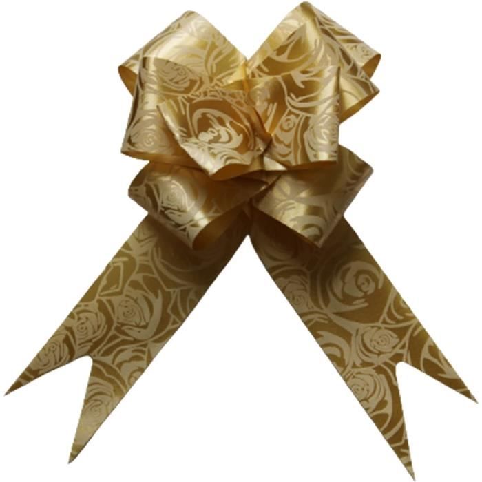 OUDQFCJ – Lot De 6 Gros Nœuds à Tirer Avec Ruban Doré – Décoration Cadeaux, Mariage, Anniversaire, Fêtes