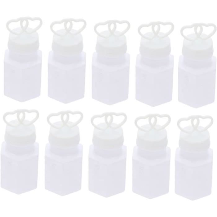 24 Flacons à Bulles Vides – Double Cœur, Blanc – Mariage, Baptême, Anniversaire