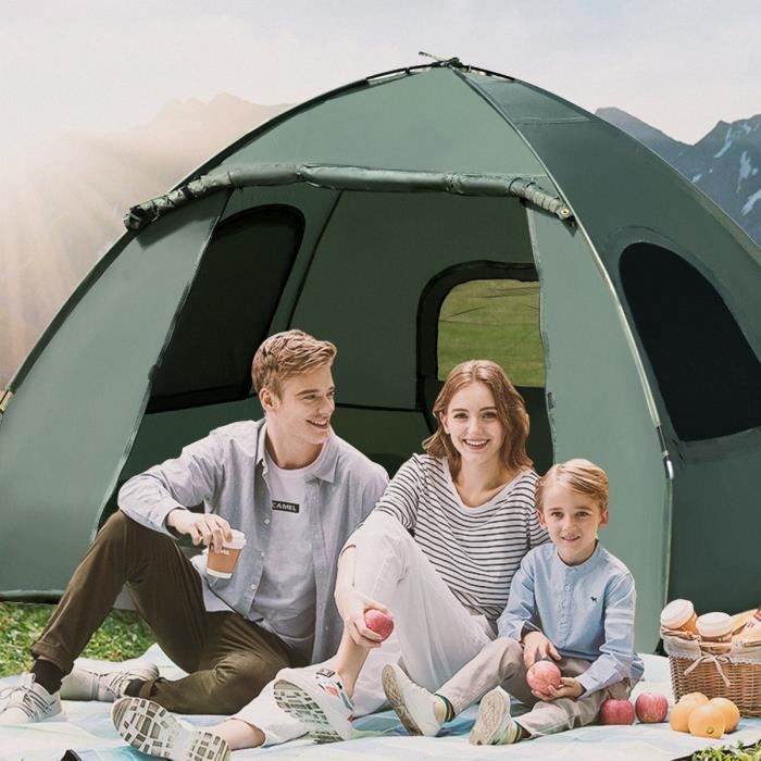 Costway Tente de Camping Surélevée 1 Personnes Imperméable avec Matelas Pneumatique Oreiller et Sac de Couchage pour Pique-Nique Randonnée Costway Tente de Camping Surélevée 1 Personnes Imperméable avec Matelas Pneumatique Oreiller et Sac de Couchage pour Pique-Nique Randonnée