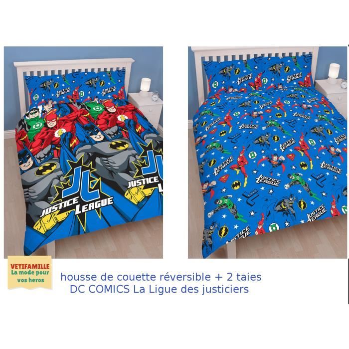 La Ligue Des Justiciers Des Housse De Couette Et Taie Dc Comics Lit 1 Ou 2  Places - Cdiscount Maison