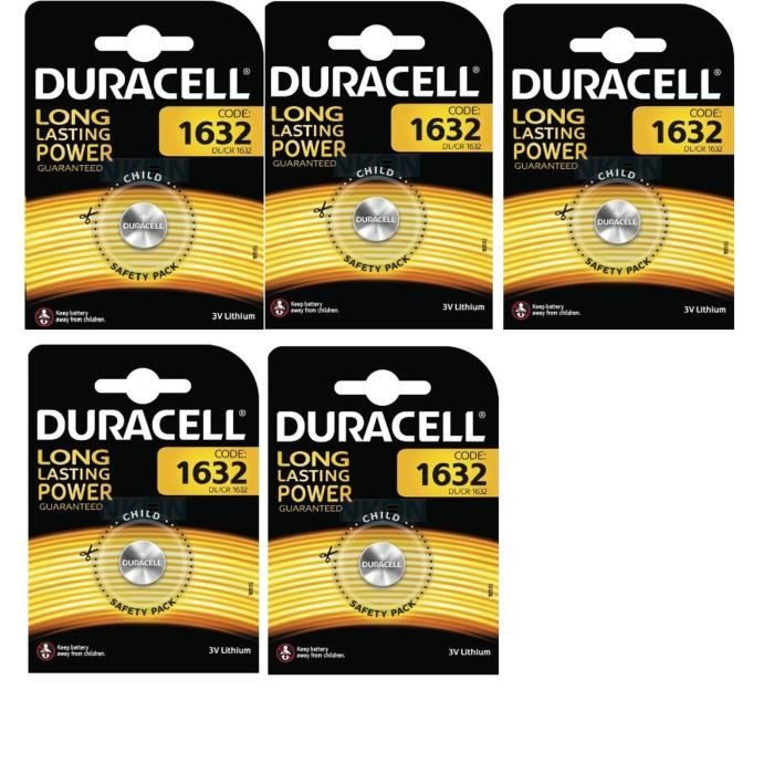 Duracell 5 piles CR1632 lithium 3 volt - Cdiscount Bricolage