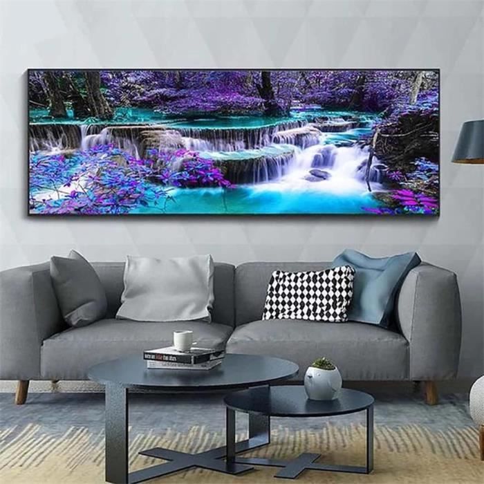 DCIDBEI Peinture Diamant Carrée 50x40cm - Diamond Painting Paysage Cascade - Broderie Diamant Fleurs Printemps - Peinture Numero Adulte