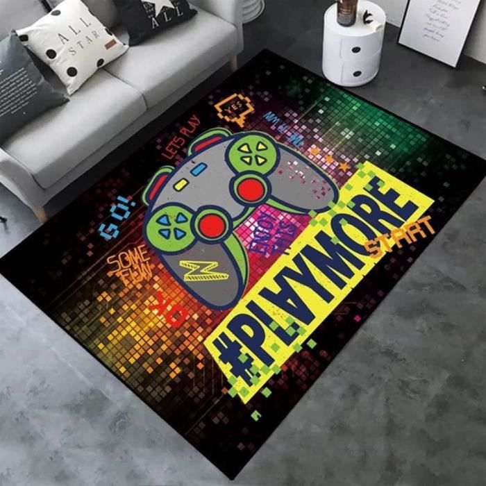 Tapis De Jeu 160x100 Cm Motif Manette - Antidérapant Et Lavable - Décoration Chambre Gamer