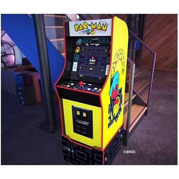 Borne d'arcade Pac Man - EVOLUTION - 12 jeux inclus - Ecran couleur LCD 43cm - Rehausseur assorti