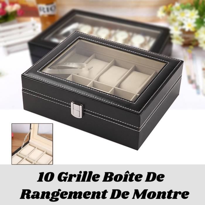 HEG Coffret à Montres Boîte de rangement pour Montre 25 *20 *8 cm 10  grilles en cuir PU -PT26 , - Achat/vente boite a montre - Cdiscount