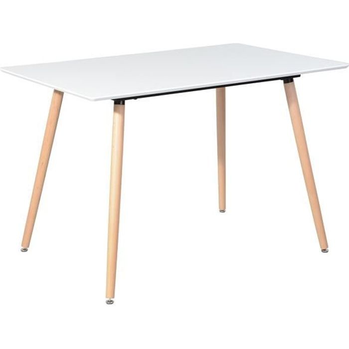 furniturer table de salle à manger rectangulaire blanche de 110 cm style moderne pour bureau cuisine salle à manger jambe de hêtre