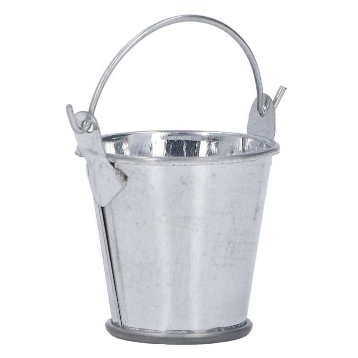 Seau En Métal Blanc Miniature - Échelle 1/12, Pour Maison De Poupée, Vitrine Ou Jardin
